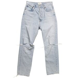 AGOLDE Womens 90s Loose High Rise Distressed Torn Knee Button Fly Jeans 26 Blue